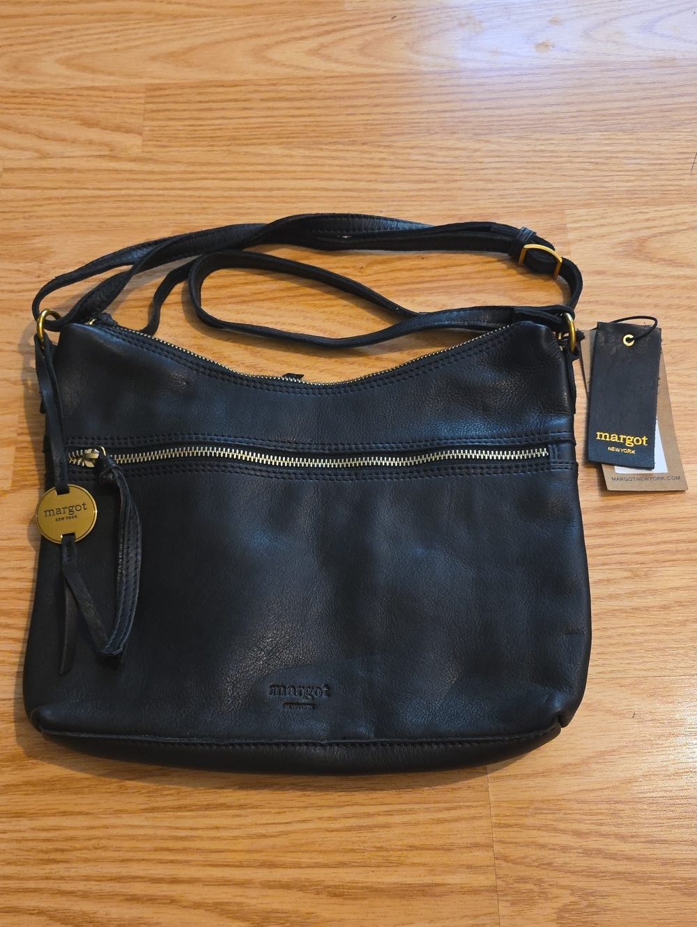 Margot Black Leather Crossbody Bag